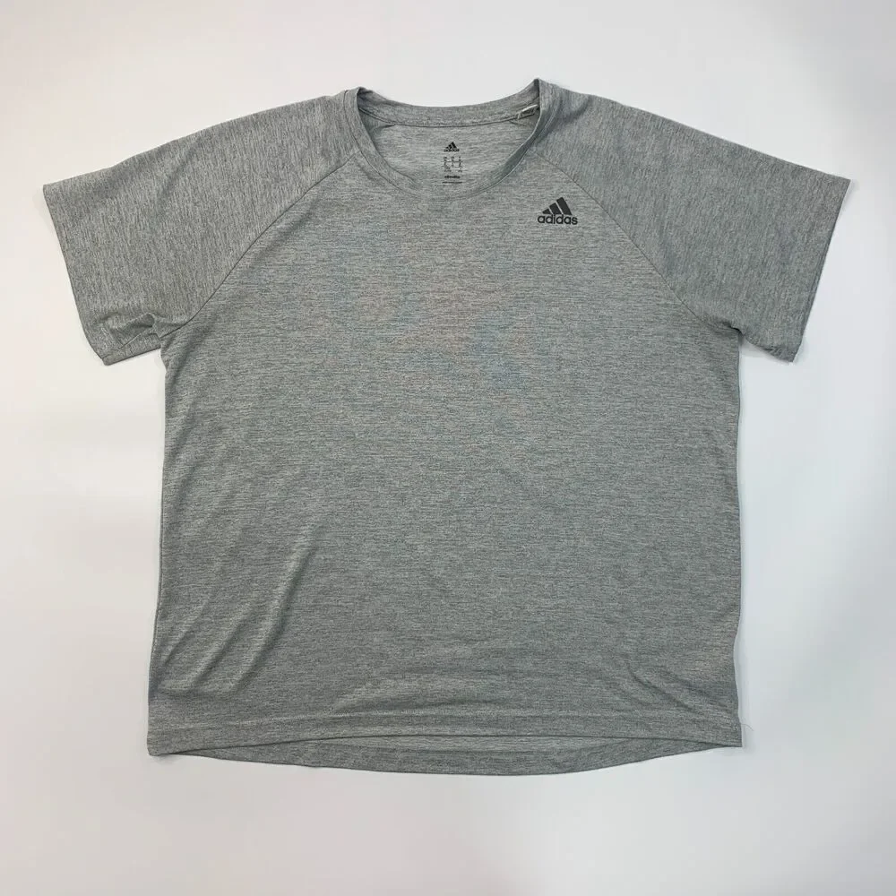 Adidas Training T Shirt Mens XL Extra Large Gray Climalite Short Sleeve Spacedye